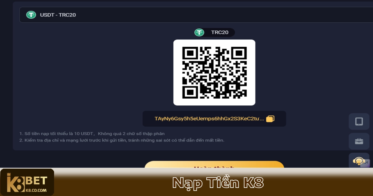 Nạp Tiền K8 – Giao Dịch Nhanh Và Hỗ Trợ Nhiều Phương Thức 3 Nạp Tiền Qua Crypto
